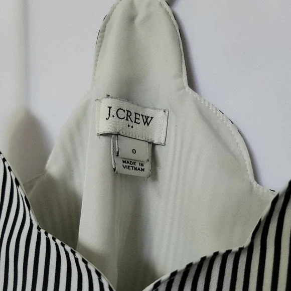 J.Crew Size 0 Spaghetti Strap Sleeveless Racerback Black/White Striped Tank Top - Picture 3 of 6